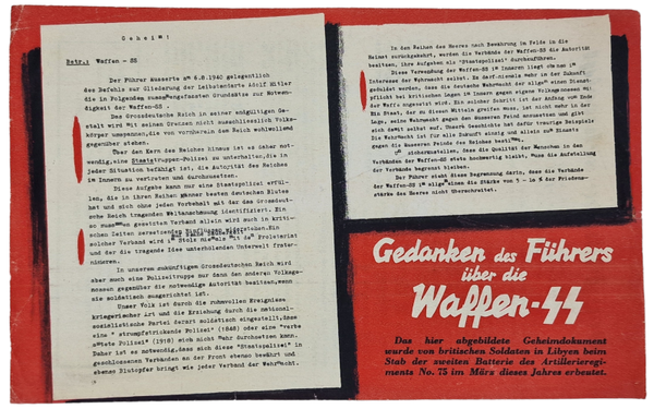 Original WW2 British Leaflet - G 46 Gedanken des Führers über die Waffen SS (1942)