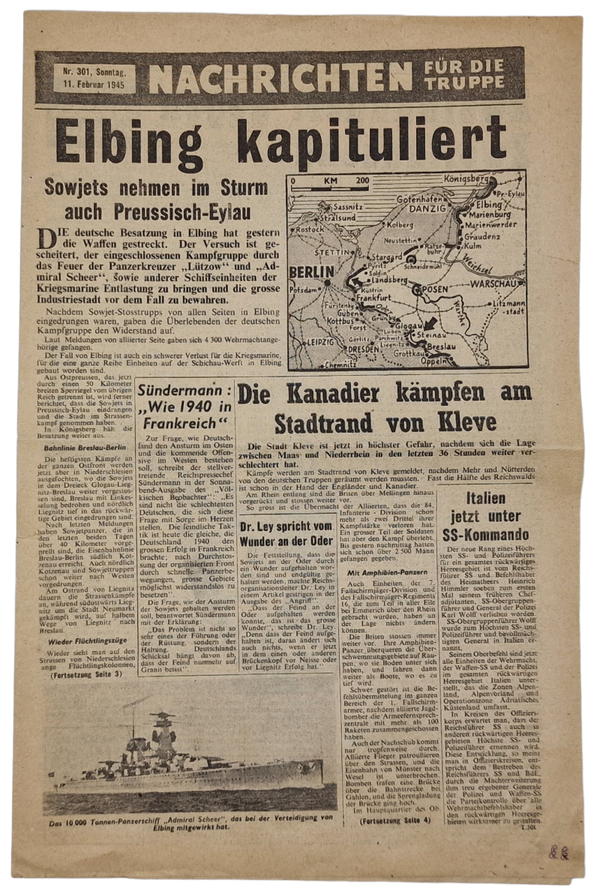 Original WW2 British Leaflet - Nachrichten für die Truppe Nr. 301, Elbing (1945)
