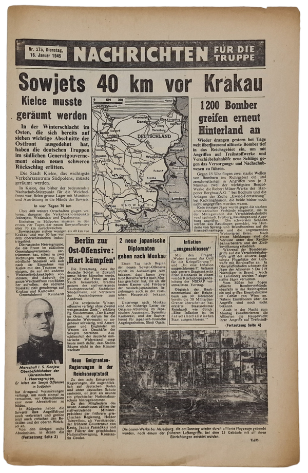 Original WW2 British Leaflet - Nachrichten für die Truppe Nr. 275, Krakau (1945)