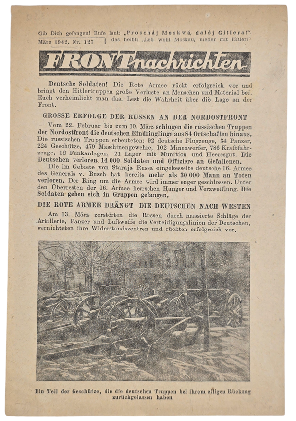 Original WW2 Russian Leaflet - 1029 "Front Nachrichten Nr. 127" (1942)