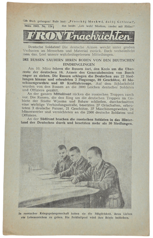 Original WW2 Russian Leaflet - 1016 "Front Nachrichten Nr. 124" (1942)
