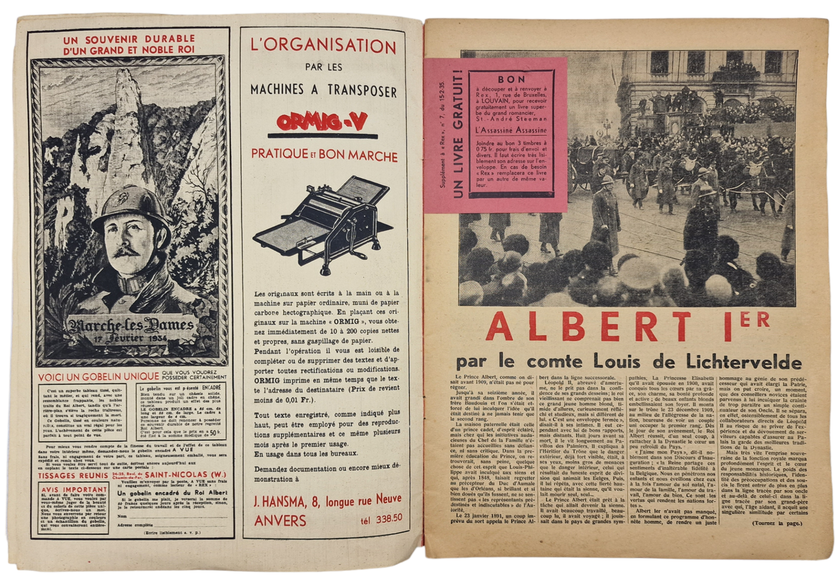 Original WW2 Wallonian Collaboration REX Magazine - REX Hebdomadaire ...