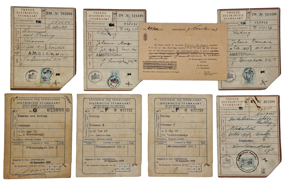 Original WW2 Dutch Document - Stamkaarten set Amsterdam (1941)
