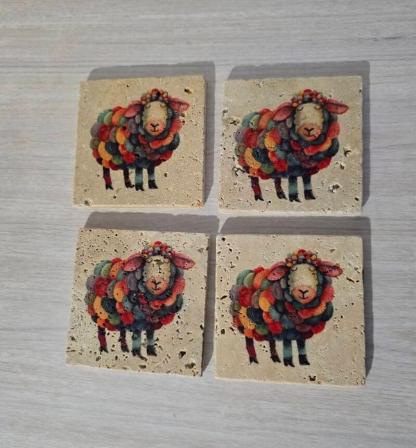 Coaster set x 4 sheep