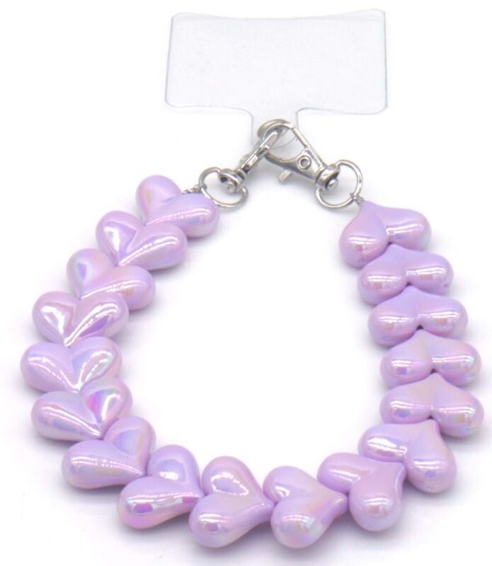 Telefoonkoord hartjes paars