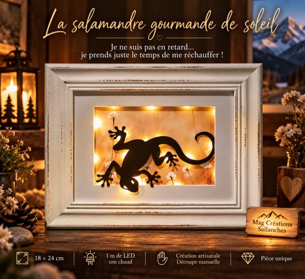 La Salamandre gourmande de soleil – Cadre lumineux artisanal