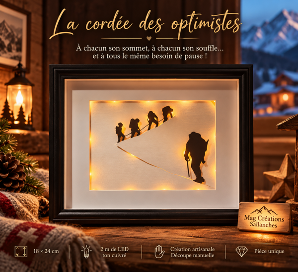 La Cordée des optimistes – Cadre lumineux artisanal