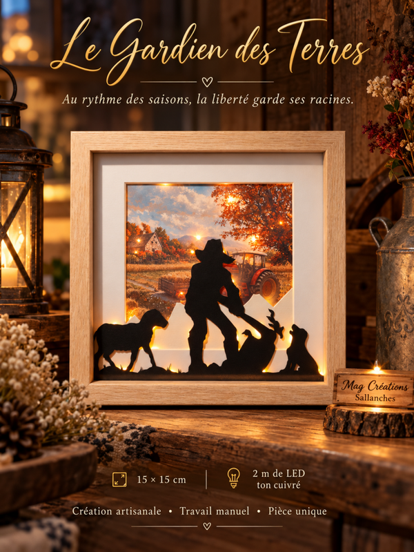 Le Gardien des Terres – Cadre lumineux artisanal