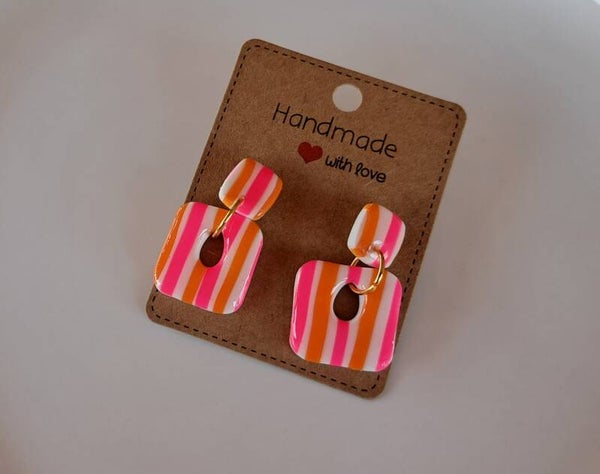 Oorbellen sorbet stripe square