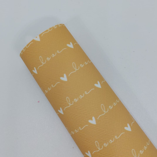 Pu leer geel met hartjes