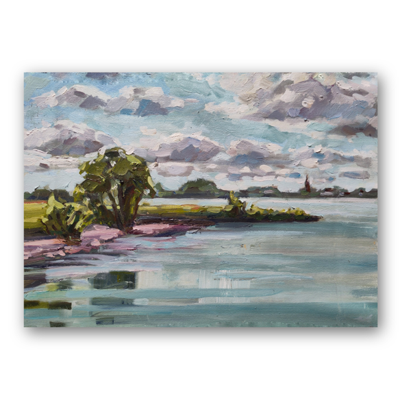 De Lek River Landscape, Impressionist Dutch Countryside Art