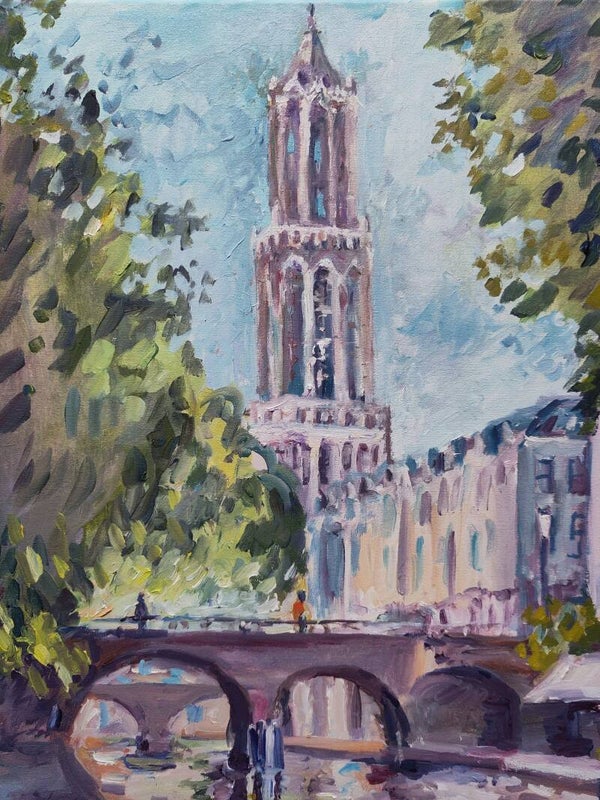 Utrecht Original Oil art Plein air painting Urban landscape