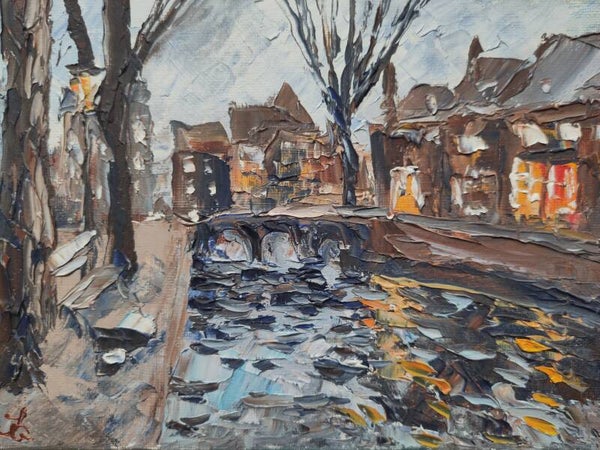Amsterdam winter original oil art