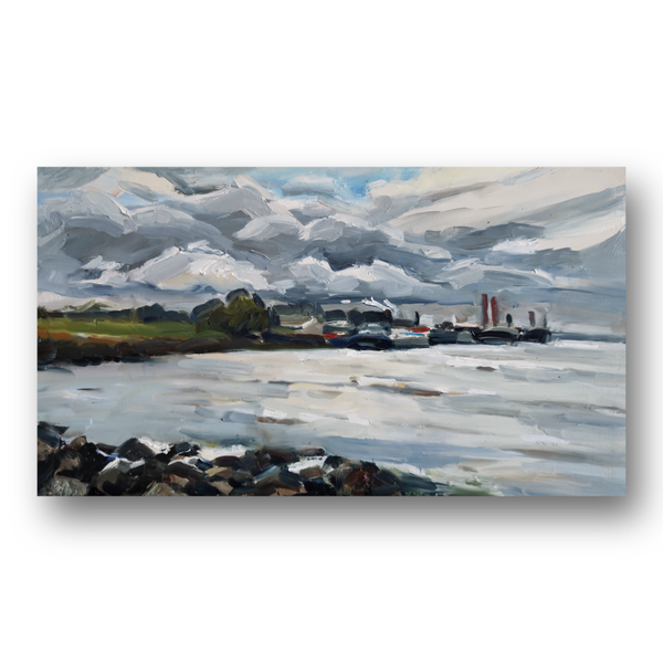 Water landschap Hollandse Diep Olieverf schilderij op paneel