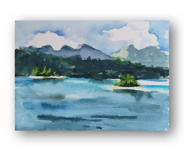Eibsee art Original painting Watercolor art