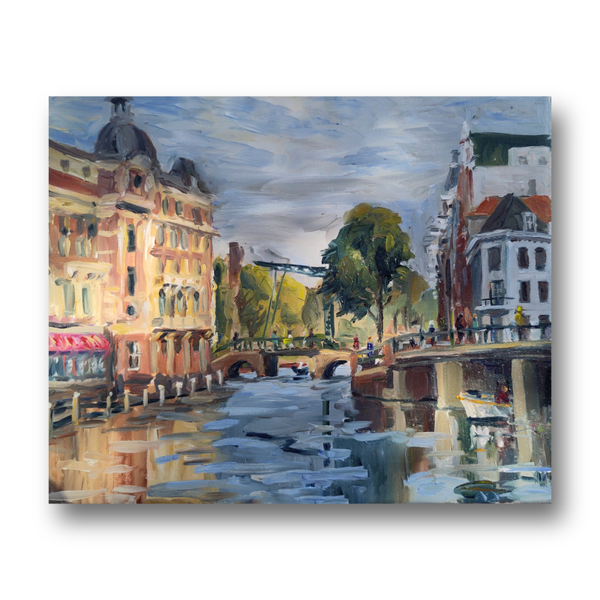 Amsterdam olieverf schilderij Rokin