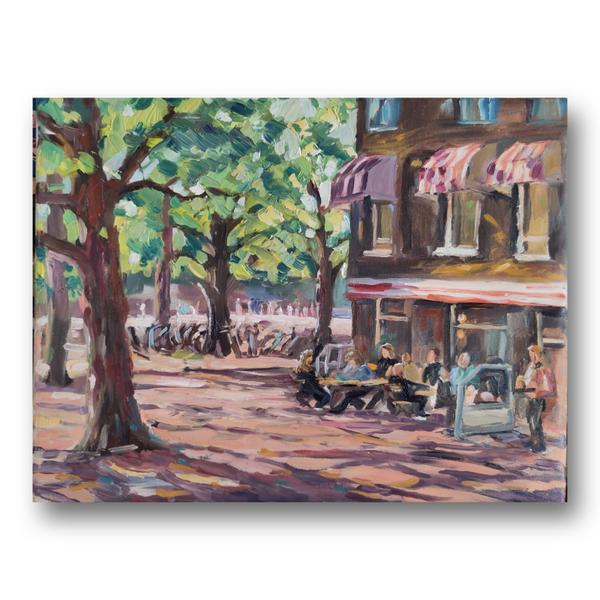 Amsterdam Amstelveld. Originele schilderij op doek.