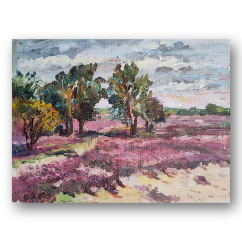 Heidefelder Ölgemälde – handgemalte Original Kunst auf Leinwand
