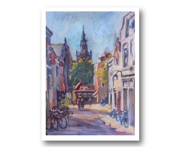 Gouda Ölgemälde – Original Kunst – Pleinair Landschaftsbild – Niederländische Stadtmalerei