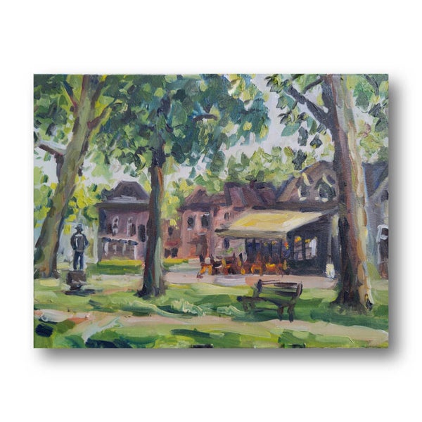 Schildermannetje. Van Gogh stad Nuenen oileverfschilderij