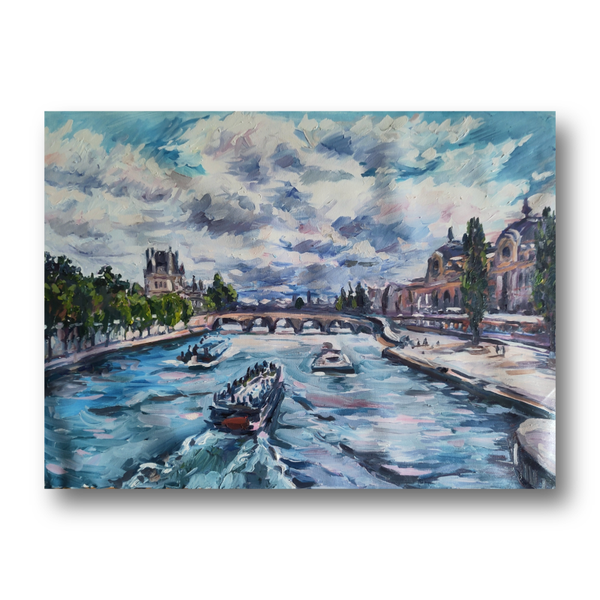 Paris Seine Original Oil art on canvas 60 x 80 cm