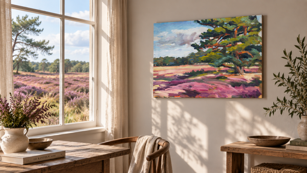 Heidelandschap met Boom – Origineel Olieverfschilderij