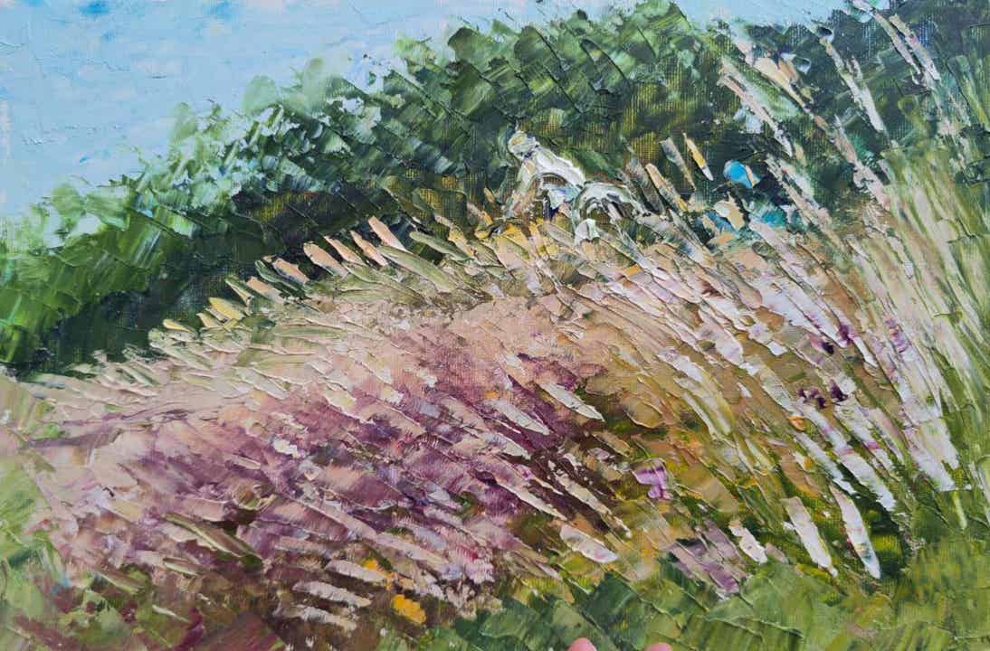 Cycler art Wild grass art Wild flowers painting Panel, Oil painting