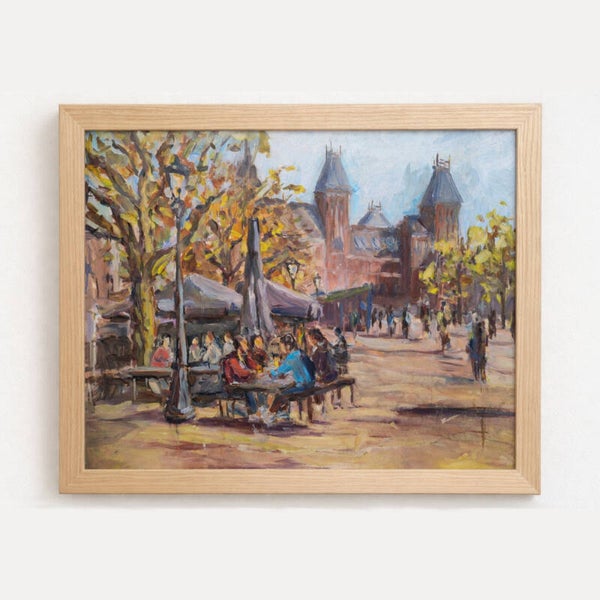 Amsterdam Rijksmuseum painting Original art Cityscape oil art