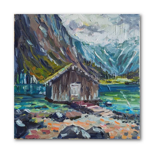 Königssee art Original art Oil painting Berchtesgaden art Mountain art Alpine landscape Alps art Germany Landscape Lake artwork