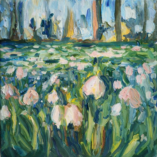 Spring Snowdrops Semi abstract art Original painting