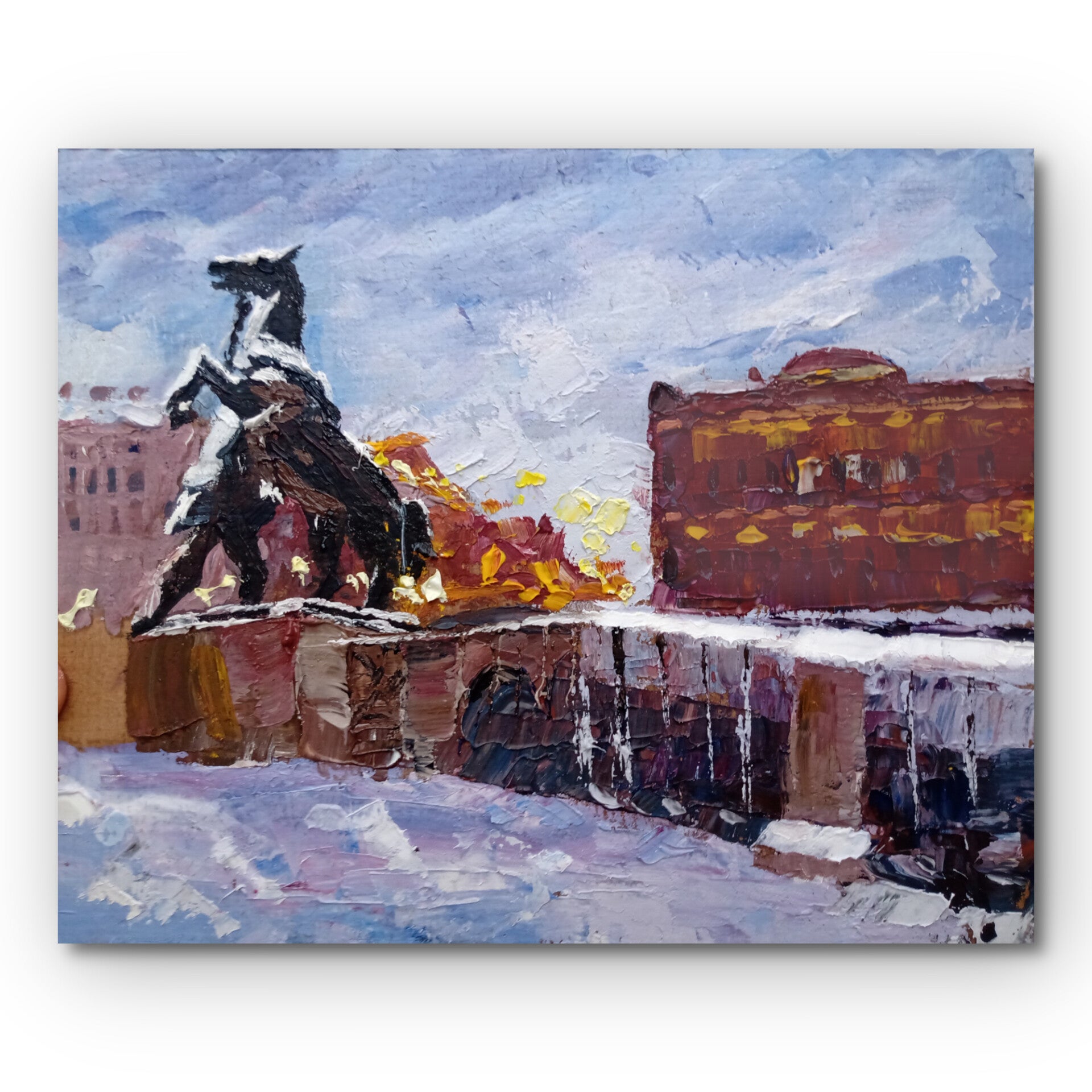 Санкт Петербург Невский проспект Картина маслом на холсте Зимний пейзаж