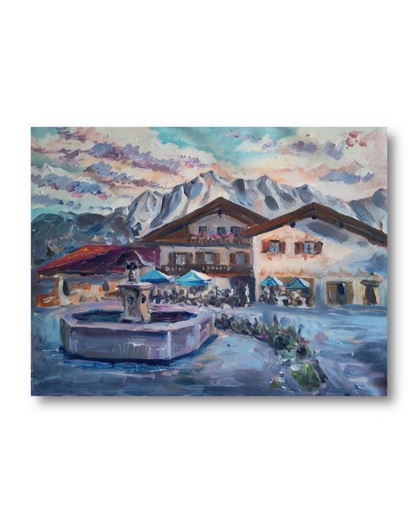 Grainau Oil original art Alpine village painting