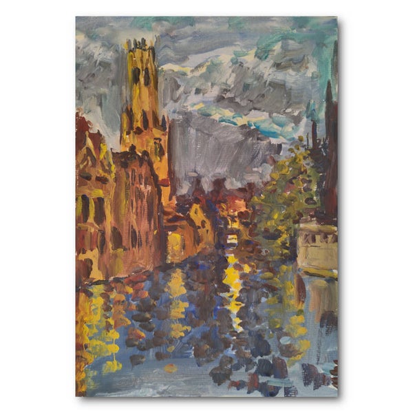 Gouache painting Bruges Handmade painting