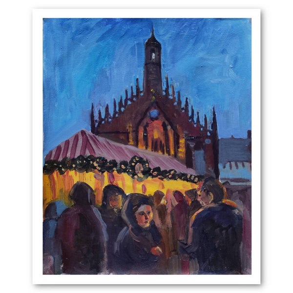 Nuremberg art: Christmas maket | Oil painting