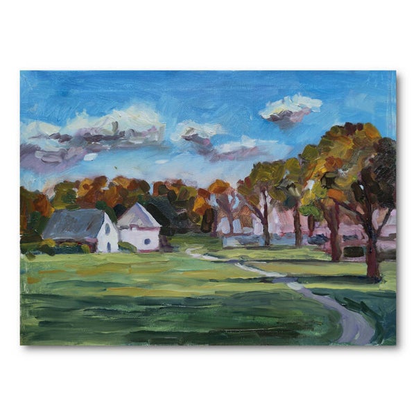 Cozy Autumn Countryside Painting – Original Impressionist Landscape Art