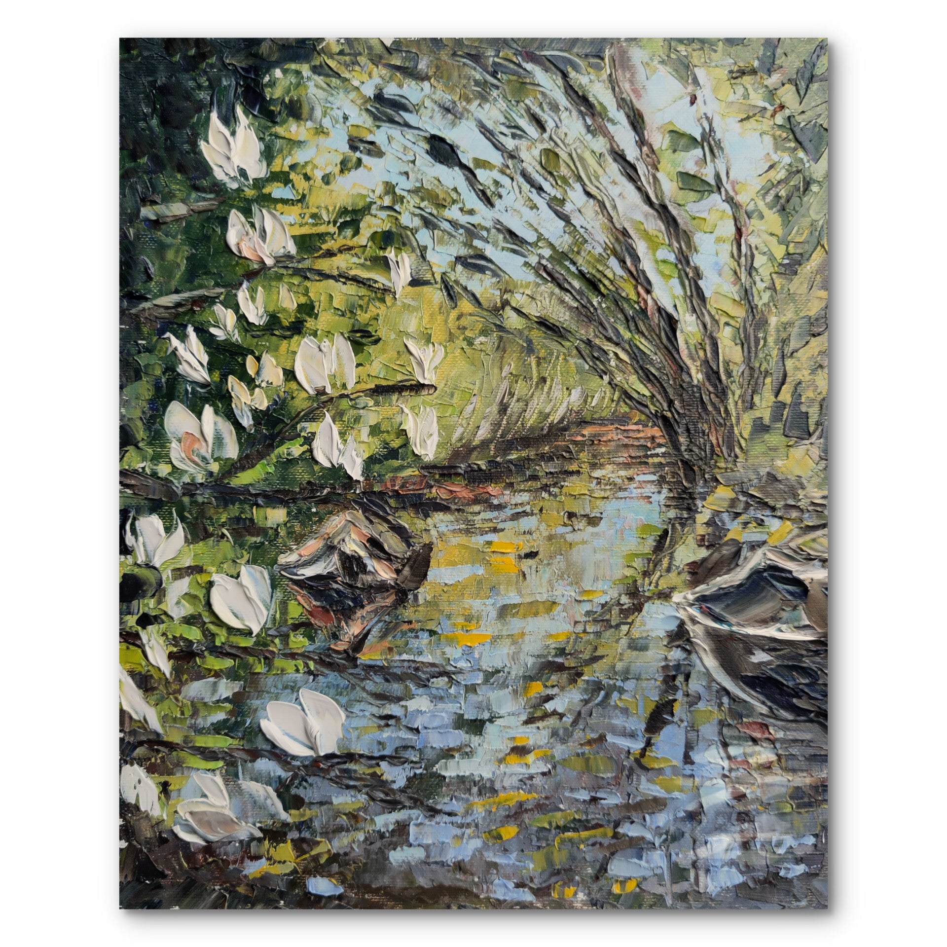 Magnolia art Original painting Oil painting Blossom art