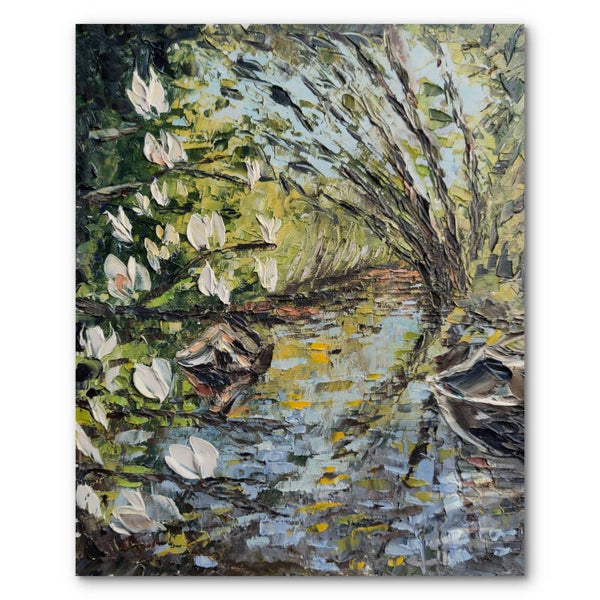 Magnolia art Original painting Oil painting Blossom art