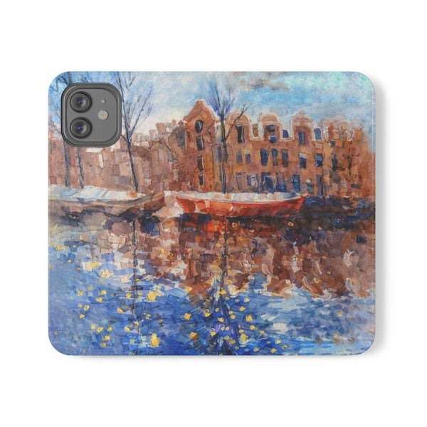 Amsterdam iPhone Flip Wallet Case: Faux Leather Klaphandyhulle Amsterdam Canal iPhone Wallet Case | Flip Case