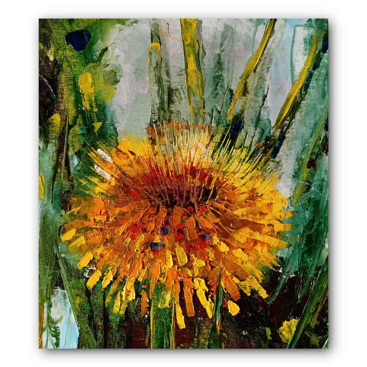 Dandelion oil art Original art Canvas print