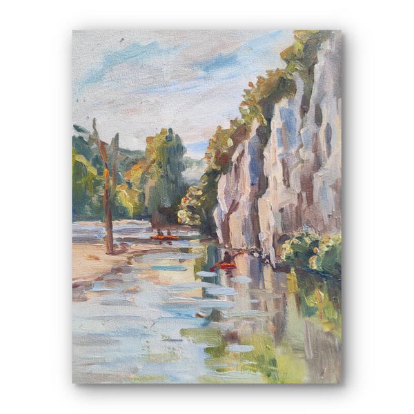 Ardennen Landschaftsölmalerei: Originalpasto -Palettenmesserkunst