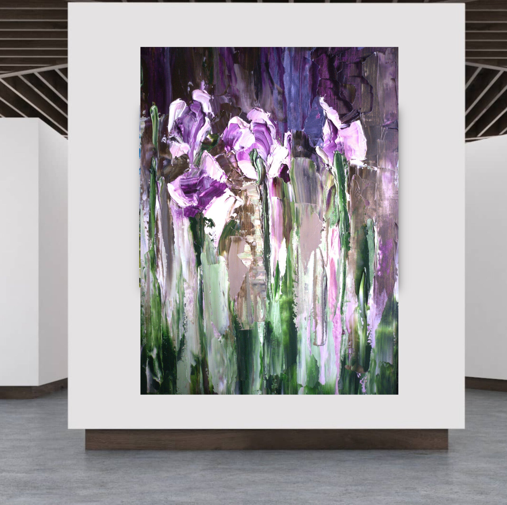 Iris semi abstract art Floral purple painting