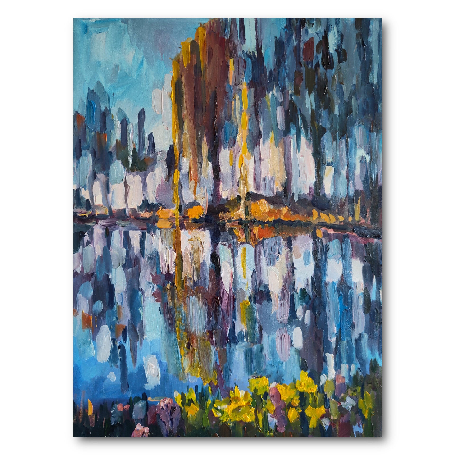 Spring crocuses Semi abstract paitning Oil artwork on canvas