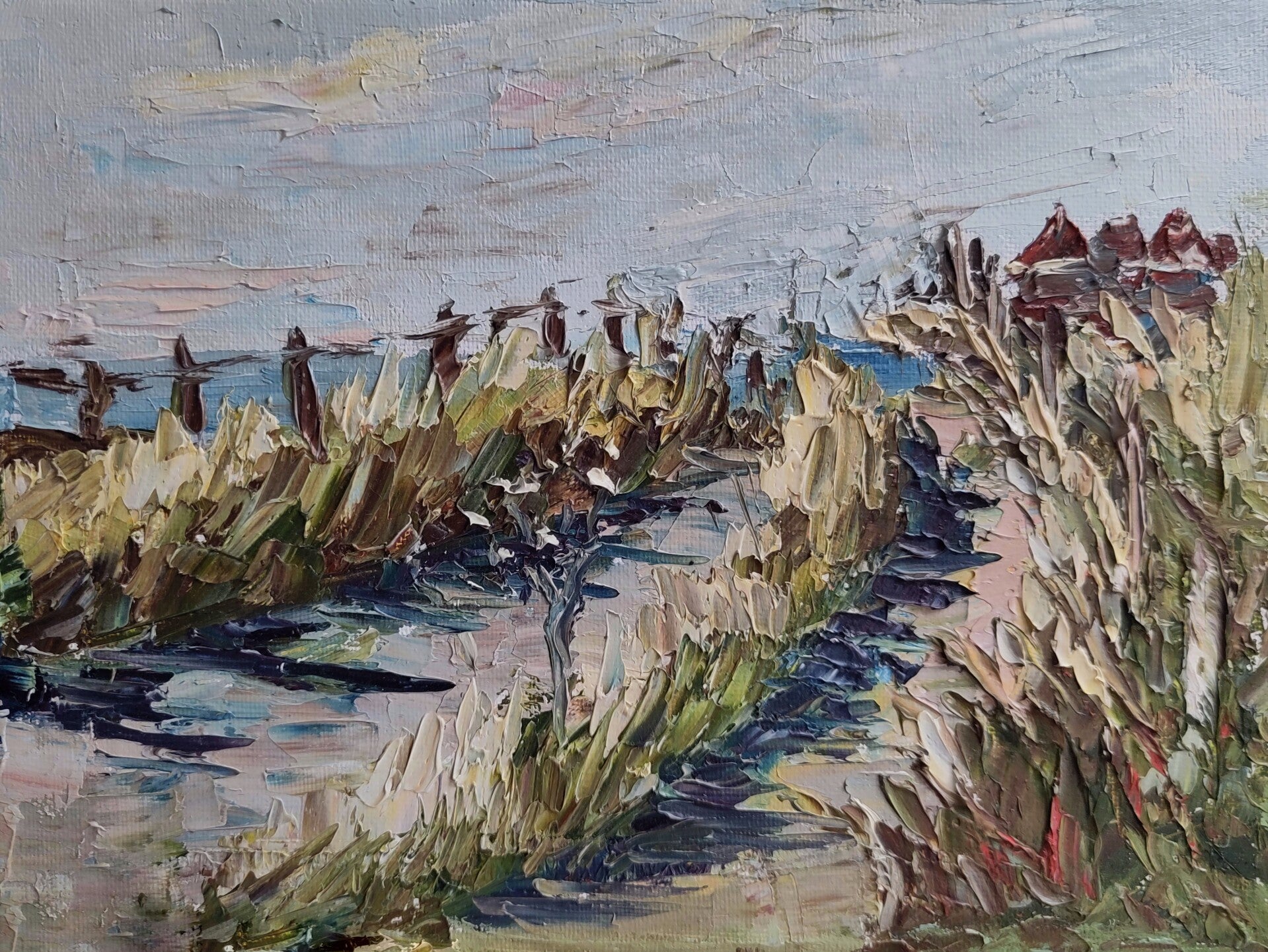 Duinen schilderij Originele kunst Noprdwijk kunst Noordzee Duinen van Julia Grechkina