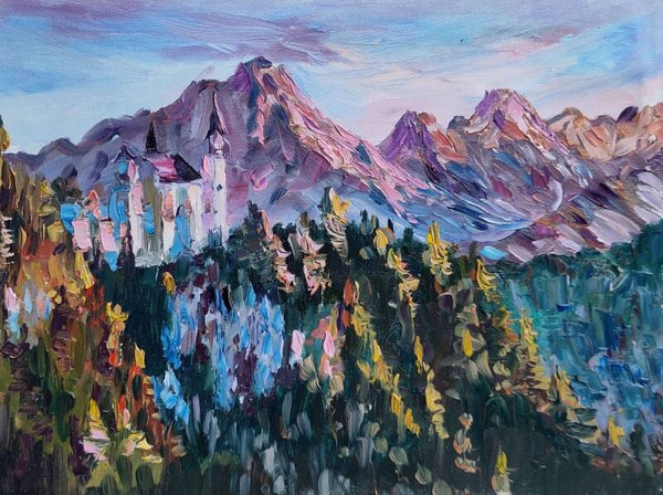 Neuschwanstein art Oil Original painting German landscape