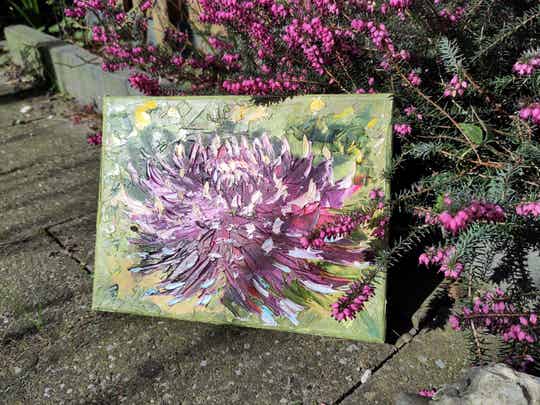 Free floral painting Purple dahlia