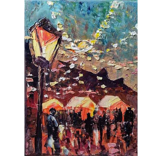 Originalmalerei Ölkunst Weihnachtsmarkt Kunst