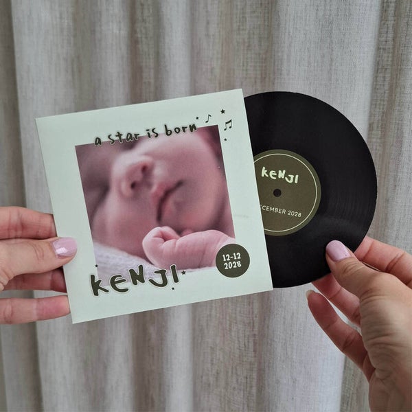 Proefdruk LP geboortekaartje 'Kenji'