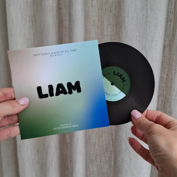 Proefdruk LP geboortekaartje 'Liam'