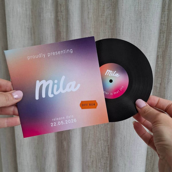 Proefdruk LP geboortekaartje 'Mila'