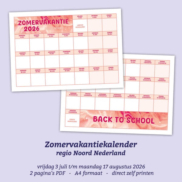Vakantiekalender 2026 regio Noord